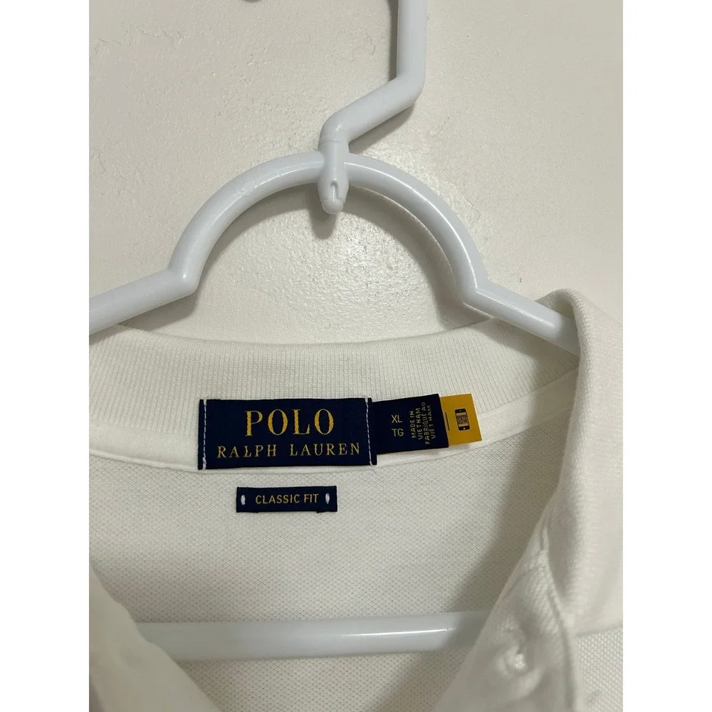 Polo Ralph Lauren Short‎ Sleeve Classic Fit Shirt Mens White Triple Pony Size XL